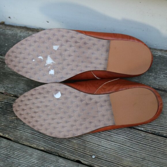 NEW Kelsi Dagger Sail Cognac Leather w Faux Shearling Fur Lining Flat Mule Sz 6 - Picture 8 of 8